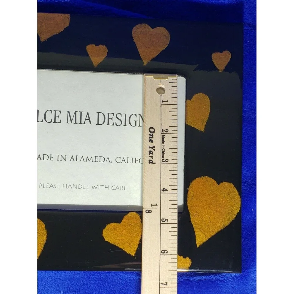 Dolce Mia Designs Picture Frame Handmade ~ Black w/Gold Hearts